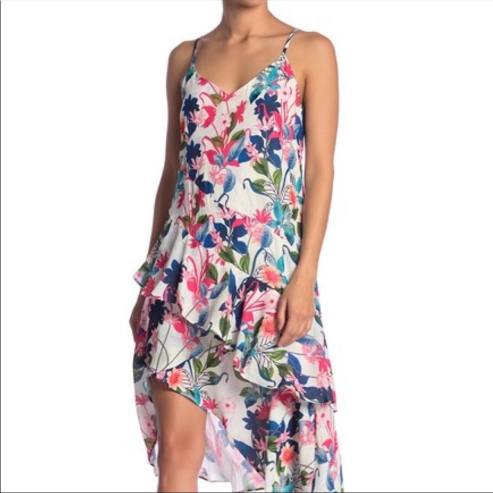 Parker – Patterned Ruffled Hi-Lo Midi Dress